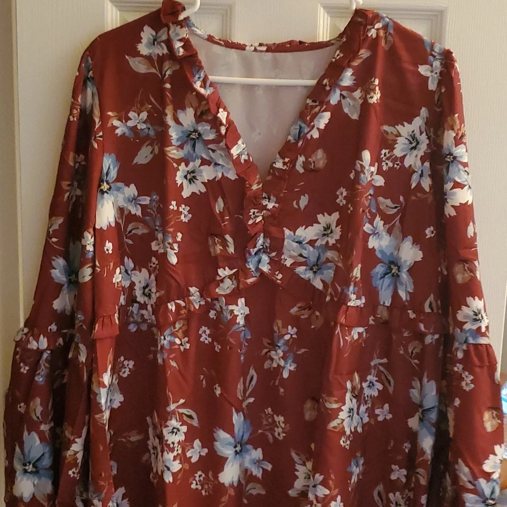 NWT Cupshe Floral Blouson Sleeve Dress - Sz L - Picture 3 of 6